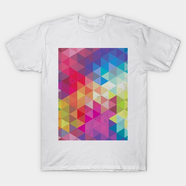 Geometric Fractal Triangles Rainbow T-Shirt by Tobe_Fonseca